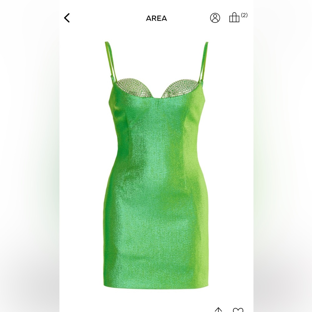 AREA Crystal Embellished Metallic Dress